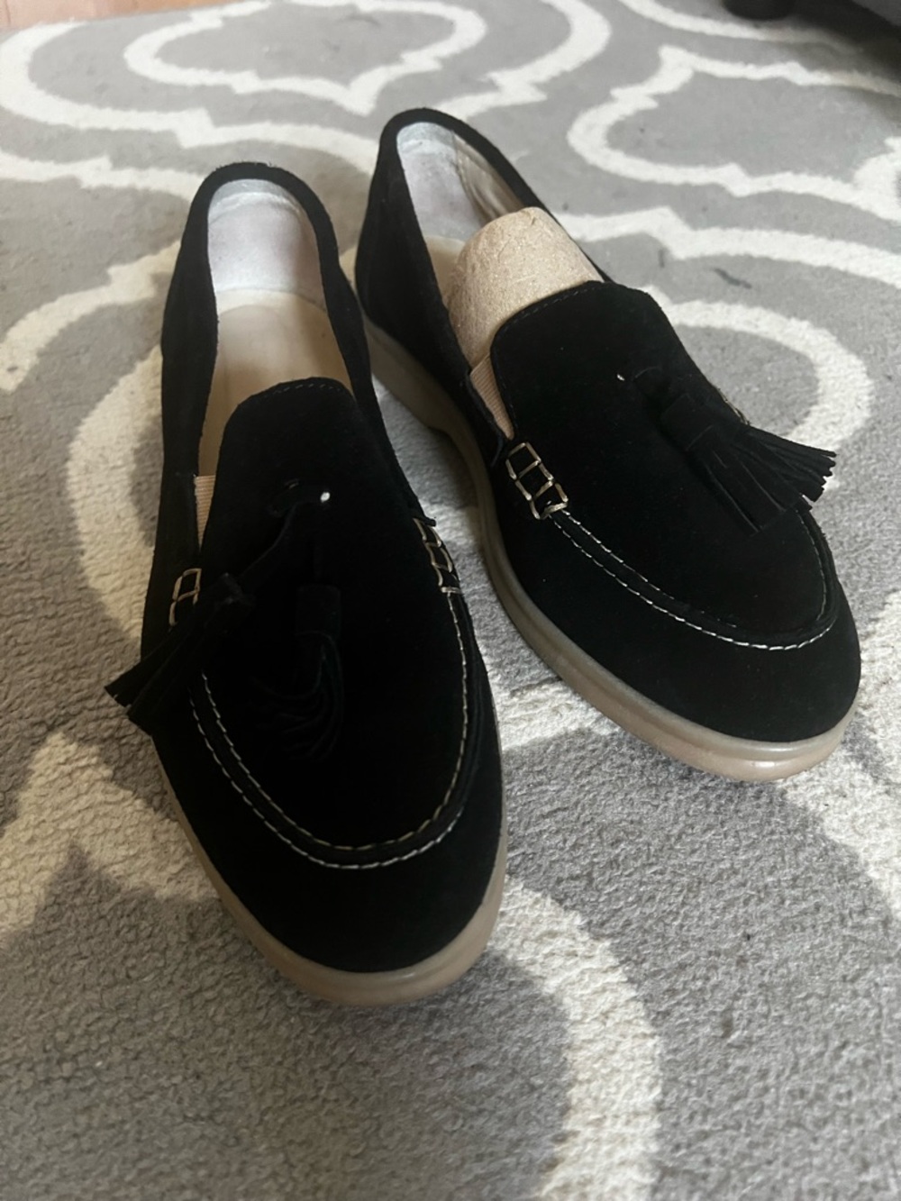 Women’s Black Suede Tassel Loafers